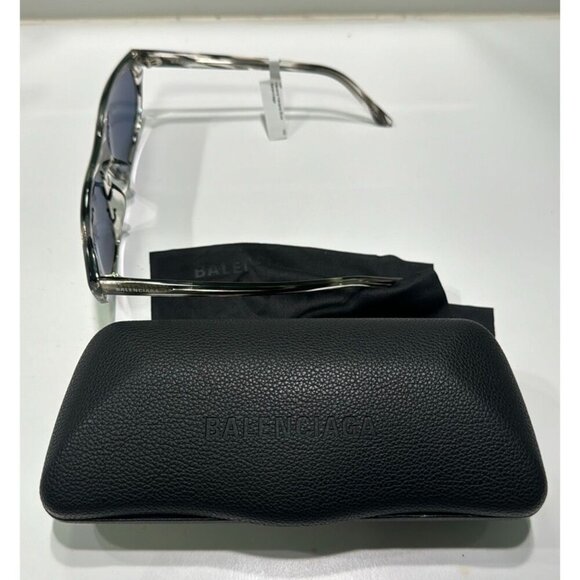 Balenciaga 60MM Rectangle Sunglasses zebra with blue lenses main image 8
